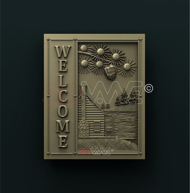CABIN WELCOME SIGN 3D STL 3DWave